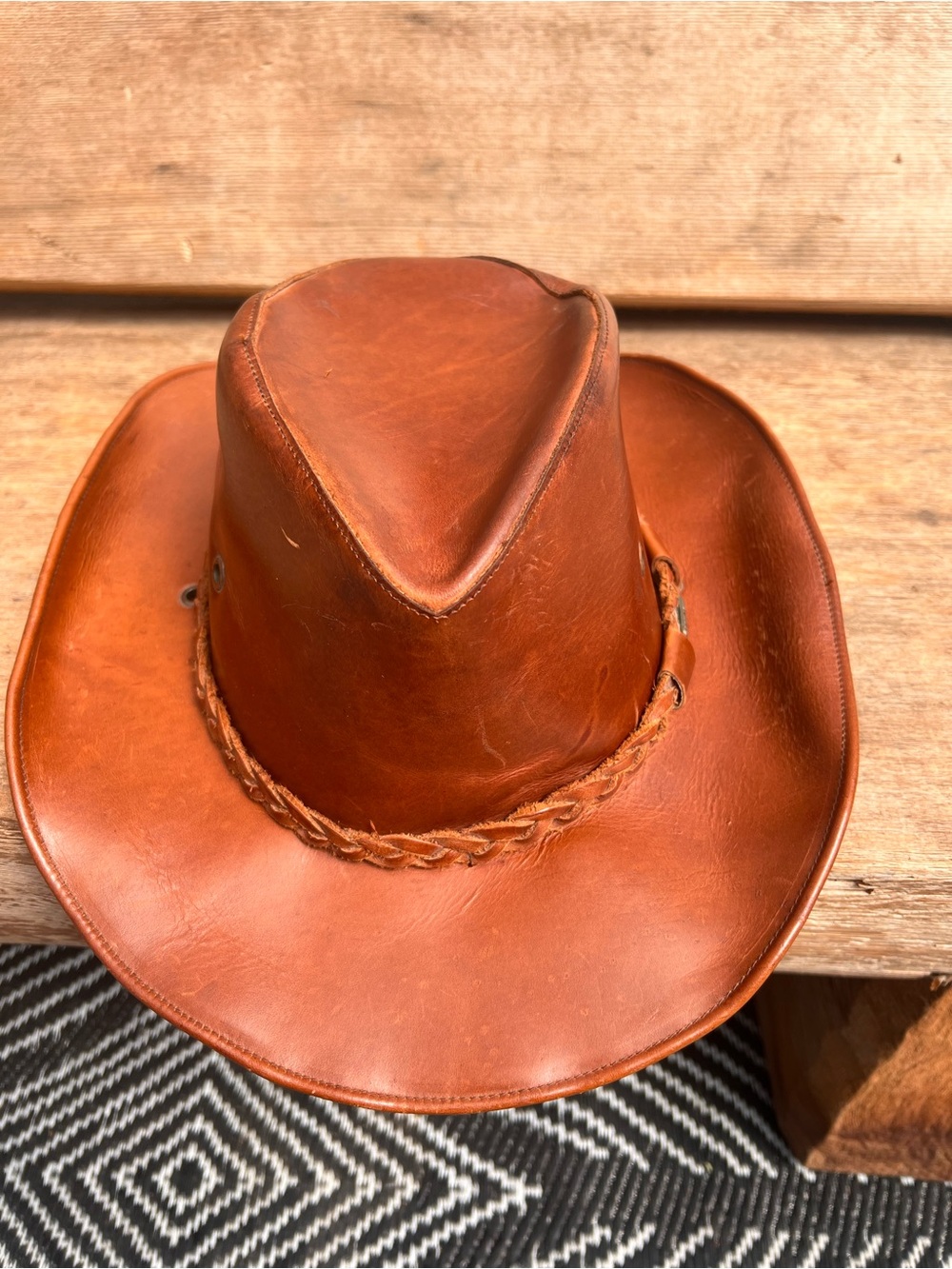 Brown Leather Braided Band Western Hat